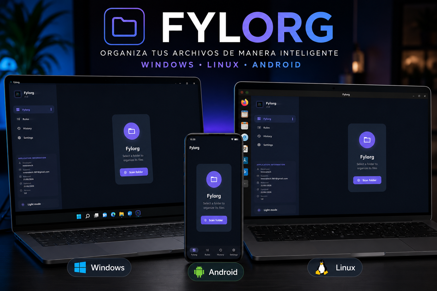 Fylorg en Windows, Android y Linux — Multiplataforma